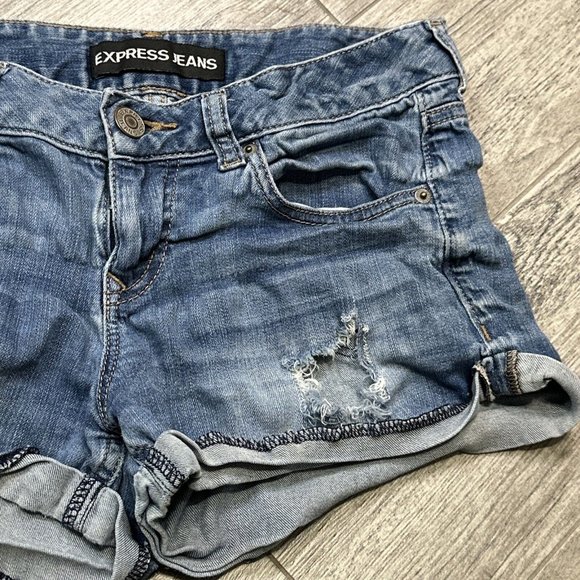 Express Jeans Women Shorts Size 2 Blue - Picture 3 of 7